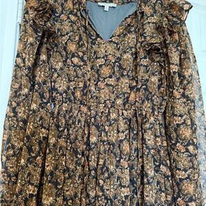 Moon River Black and Brown Floral Maxi Dress